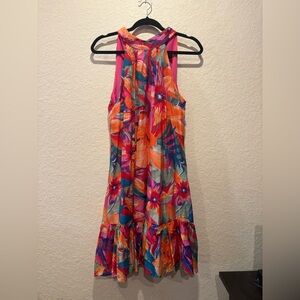 MSK Vibrant Floral Backless Dress - Pink, Orange, Blue